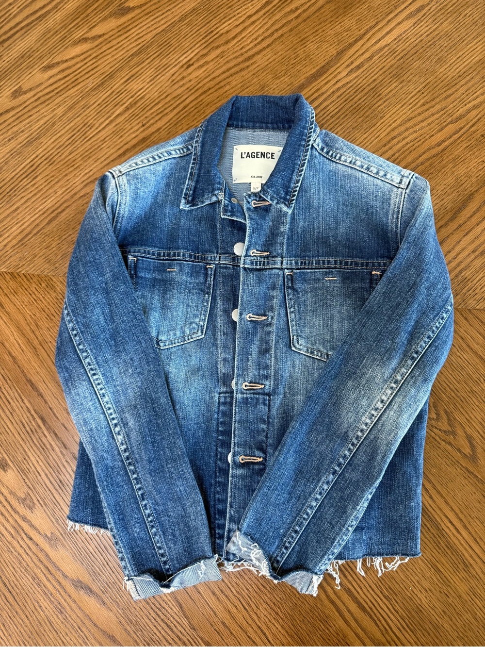 L'AGENCE Slim Blue Denim Jacket